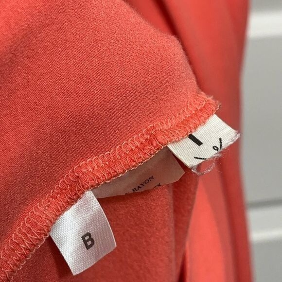 Ann Taylor Faux Wrap Surplice V Neck Midi Dress in Coral Size S - Picture 6 of 7